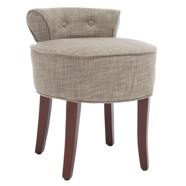 Safavieh Georgia Vanity Stool - Elegant Button-Tufted Design With Birch Legs For Chic Comfort In Any Space Stone MCR4546D