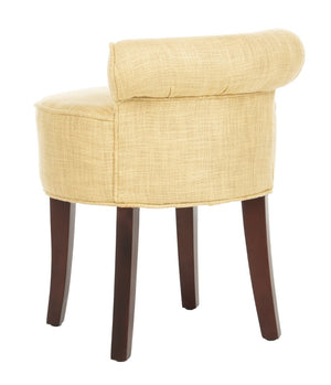 Safavieh Georgia Vanity Stool - Elegant Button-Tufted Design With Birch Legs For Chic Comfort In Any Space Gold MCR4546E