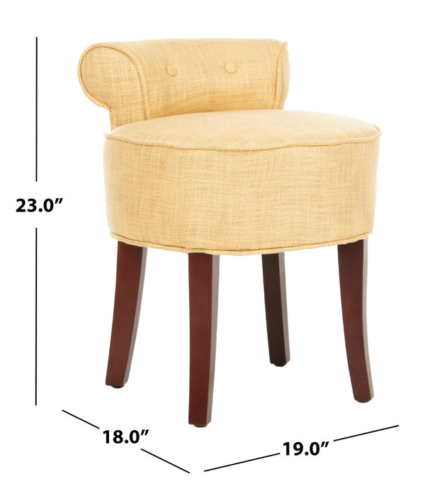 Safavieh Georgia Vanity Stool - Elegant Button-Tufted Design With Birch Legs For Chic Comfort In Any Space Gold MCR4546E