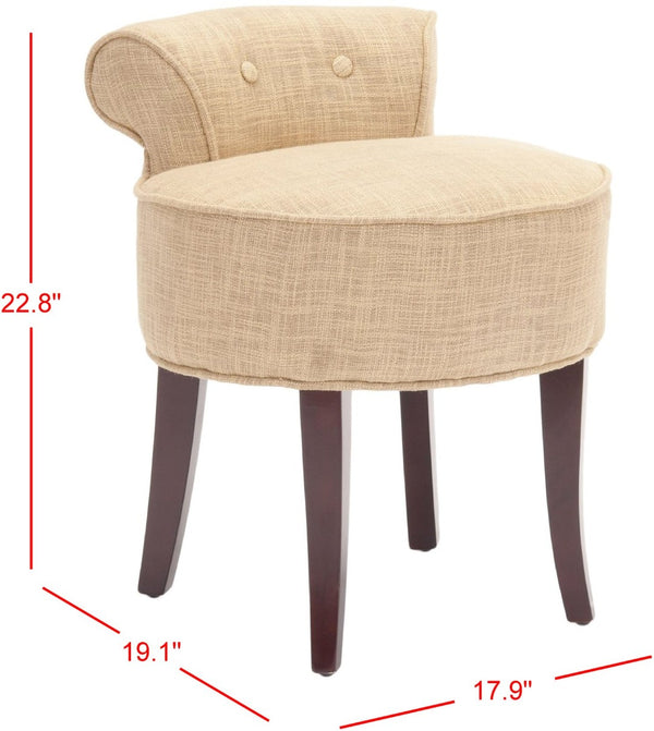 Safavieh Georgia Vanity Stool - Elegant Button-Tufted Design With Birch Legs For Chic Comfort In Any Space Gold MCR4546E