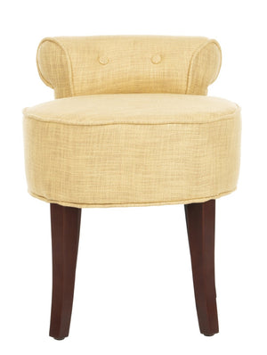 Safavieh Georgia Vanity Stool - Elegant Button-Tufted Design With Birch Legs For Chic Comfort In Any Space Gold MCR4546E