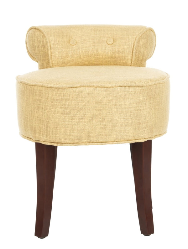 Safavieh Georgia Vanity Stool - Elegant Button-Tufted Design With Birch Legs For Chic Comfort In Any Space Gold MCR4546E