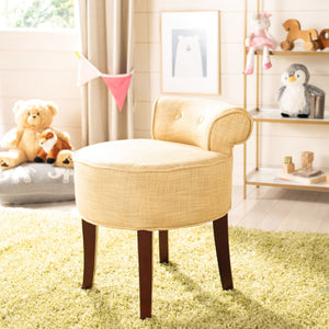Safavieh Georgia Vanity Stool - Elegant Button-Tufted Design With Birch Legs For Chic Comfort In Any Space Gold MCR4546E