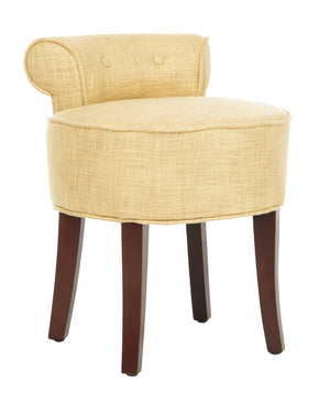 Safavieh Georgia Vanity Stool - Elegant Button-Tufted Design With Birch Legs For Chic Comfort In Any Space Gold MCR4546E