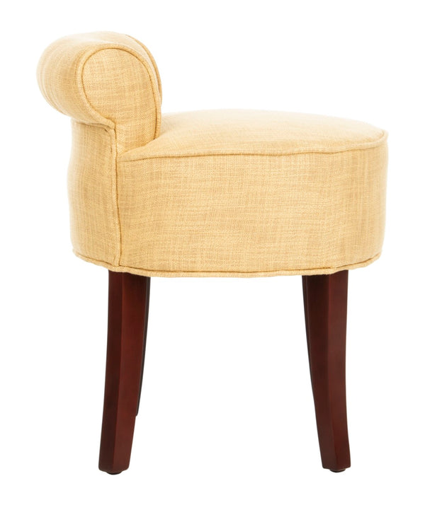 Safavieh Georgia Vanity Stool - Elegant Button-Tufted Design With Birch Legs For Chic Comfort In Any Space Gold MCR4546E