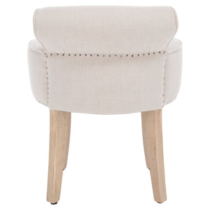 Safavieh Georgia Vanity Stool - Elegant Button-Tufted Design With Birch Legs For Chic Comfort In Any Space Beige MCR4546G
