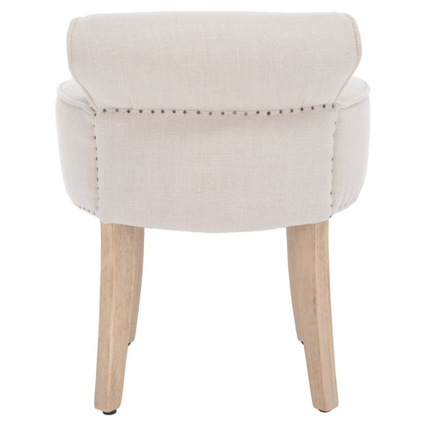 Safavieh Georgia Vanity Stool - Elegant Button-Tufted Design With Birch Legs For Chic Comfort In Any Space Beige MCR4546G