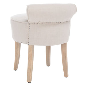 Safavieh Georgia Vanity Stool - Elegant Button-Tufted Design With Birch Legs For Chic Comfort In Any Space Beige MCR4546G