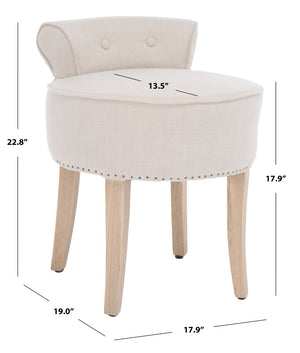 Safavieh Georgia Vanity Stool - Elegant Button-Tufted Design With Birch Legs For Chic Comfort In Any Space Beige MCR4546G