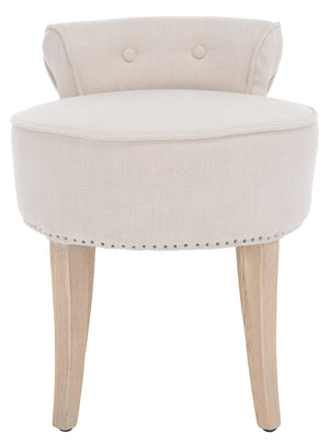 Safavieh Georgia Vanity Stool - Elegant Button-Tufted Design With Birch Legs For Chic Comfort In Any Space Beige MCR4546G