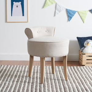 Safavieh Georgia Vanity Stool - Elegant Button-Tufted Design With Birch Legs For Chic Comfort In Any Space Beige MCR4546G