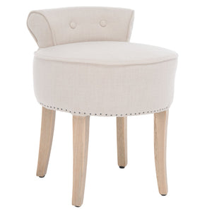 Safavieh Georgia Vanity Stool - Elegant Button-Tufted Design With Birch Legs For Chic Comfort In Any Space Beige MCR4546G