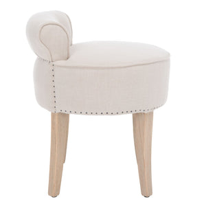 Safavieh Georgia Vanity Stool - Elegant Button-Tufted Design With Birch Legs For Chic Comfort In Any Space Beige MCR4546G