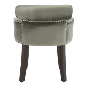 Safavieh Georgia Vanity Stool - Elegant Button-Tufted Design With Birch Legs For Chic Comfort In Any Space Sage MCR4546H