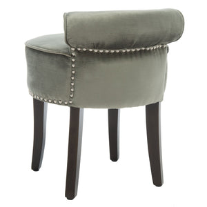 Safavieh Georgia Vanity Stool - Elegant Button-Tufted Design With Birch Legs For Chic Comfort In Any Space Sage MCR4546H