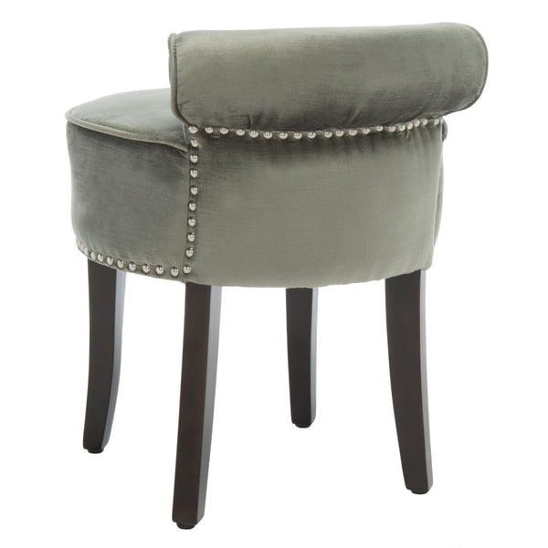 Safavieh Georgia Vanity Stool - Elegant Button-Tufted Design With Birch Legs For Chic Comfort In Any Space Sage MCR4546H