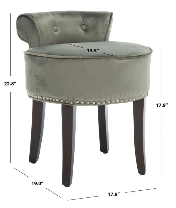 Safavieh Georgia Vanity Stool - Elegant Button-Tufted Design With Birch Legs For Chic Comfort In Any Space Sage MCR4546H