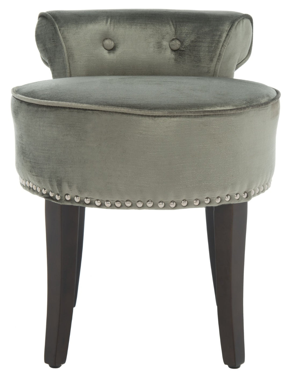 Safavieh Georgia Vanity Stool - Elegant Button-Tufted Design With Birch Legs For Chic Comfort In Any Space Sage MCR4546H