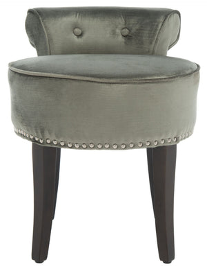 Safavieh Georgia Vanity Stool - Elegant Button-Tufted Design With Birch Legs For Chic Comfort In Any Space Sage MCR4546H