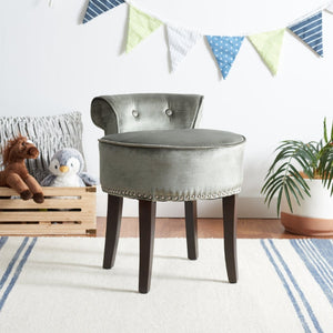 Safavieh Georgia Vanity Stool - Elegant Button-Tufted Design With Birch Legs For Chic Comfort In Any Space Sage MCR4546H