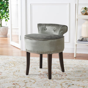 Safavieh Georgia Vanity Stool - Elegant Button-Tufted Design With Birch Legs For Chic Comfort In Any Space Sage MCR4546H