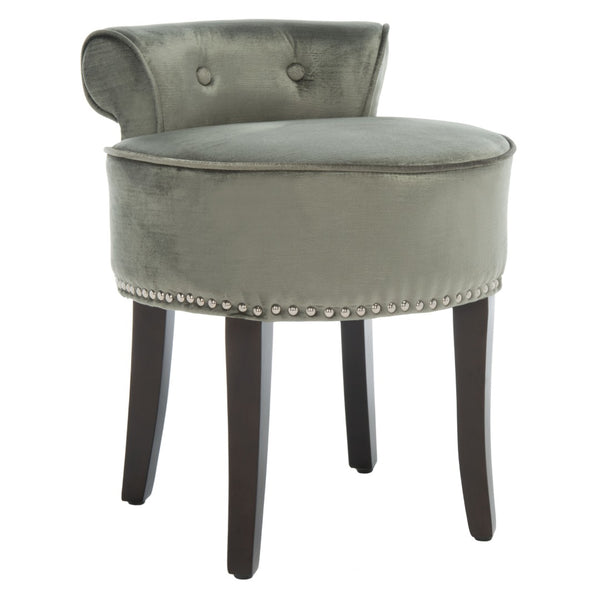 Safavieh Georgia Vanity Stool - Elegant Button-Tufted Design With Birch Legs For Chic Comfort In Any Space Sage MCR4546H