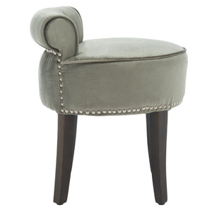 Safavieh Georgia Vanity Stool - Elegant Button-Tufted Design With Birch Legs For Chic Comfort In Any Space Sage MCR4546H