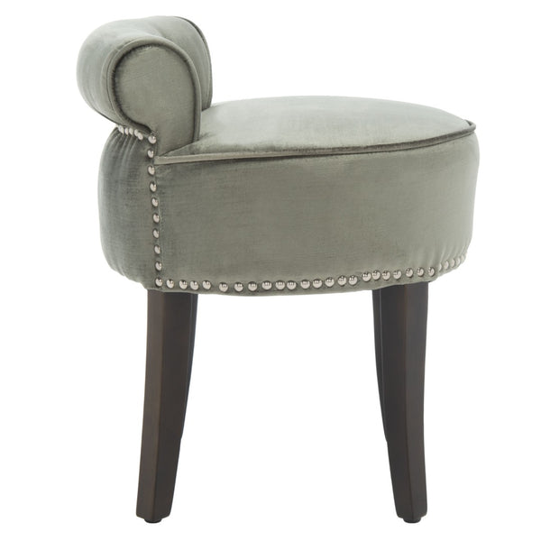 Safavieh Georgia Vanity Stool - Elegant Button-Tufted Design With Birch Legs For Chic Comfort In Any Space Sage MCR4546H