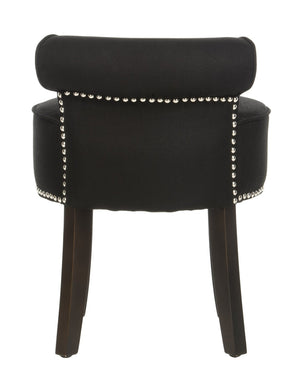 Safavieh Georgia Vanity Stool - Elegant Button-Tufted Design With Birch Legs For Chic Comfort In Any Space Black MCR4546J