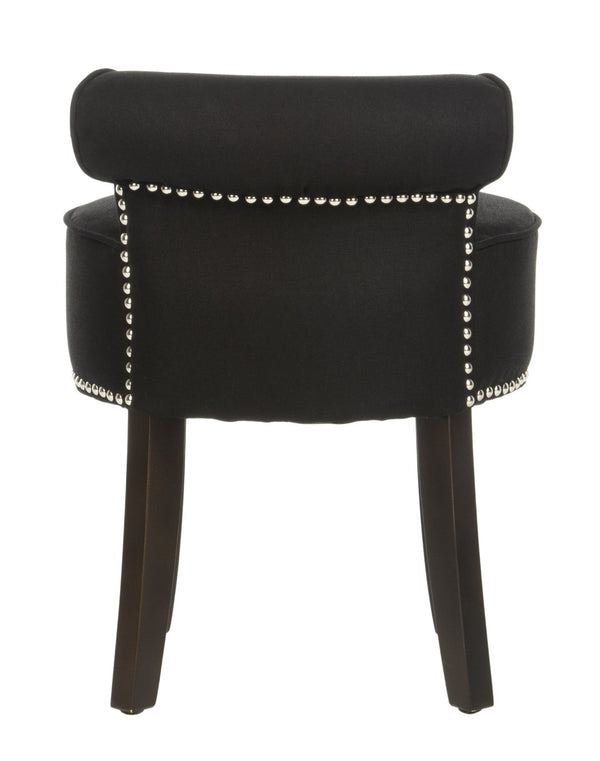 Safavieh Georgia Vanity Stool - Elegant Button-Tufted Design With Birch Legs For Chic Comfort In Any Space Black MCR4546J