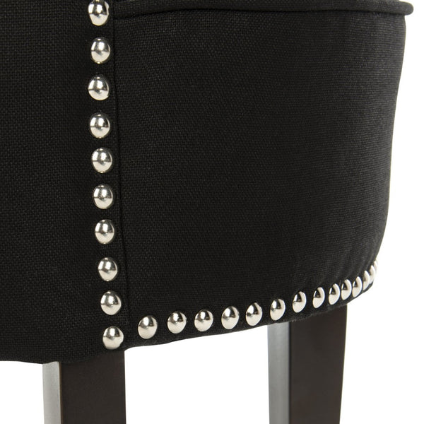 Safavieh Georgia Vanity Stool - Elegant Button-Tufted Design With Birch Legs For Chic Comfort In Any Space Black MCR4546J