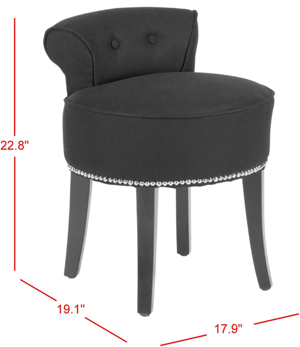Safavieh Georgia Vanity Stool - Elegant Button-Tufted Design With Birch Legs For Chic Comfort In Any Space Black MCR4546J
