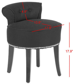 Safavieh Georgia Vanity Stool - Elegant Button-Tufted Design With Birch Legs For Chic Comfort In Any Space Black MCR4546J