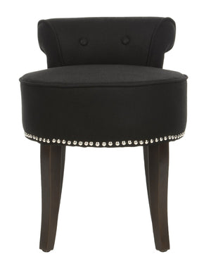 Safavieh Georgia Vanity Stool - Elegant Button-Tufted Design With Birch Legs For Chic Comfort In Any Space Black MCR4546J