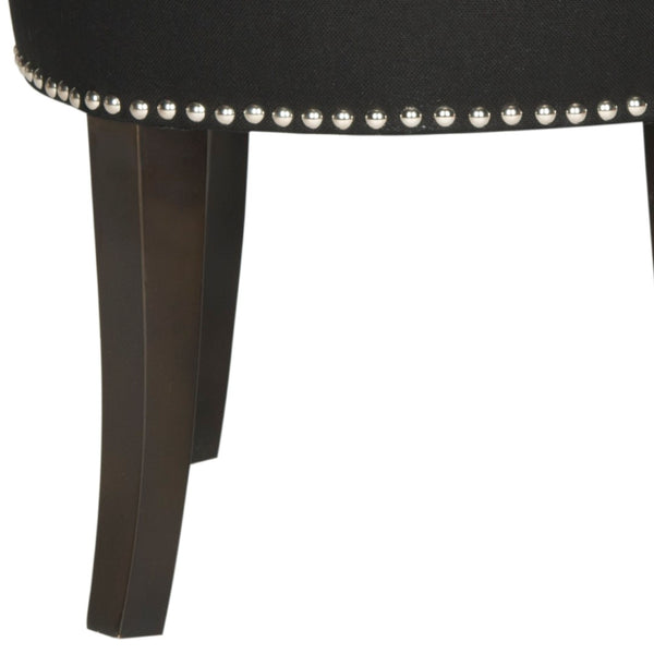 Safavieh Georgia Vanity Stool - Elegant Button-Tufted Design With Birch Legs For Chic Comfort In Any Space Black MCR4546J