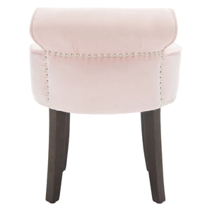 Safavieh Georgia Vanity Stool - Elegant Button-Tufted Design With Birch Legs For Chic Comfort In Any Space Blush MCR4546K
