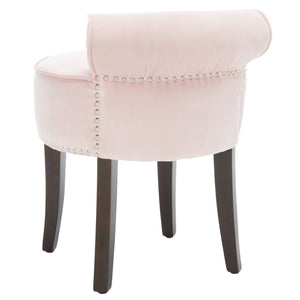 Safavieh Georgia Vanity Stool - Elegant Button-Tufted Design With Birch Legs For Chic Comfort In Any Space Blush MCR4546K