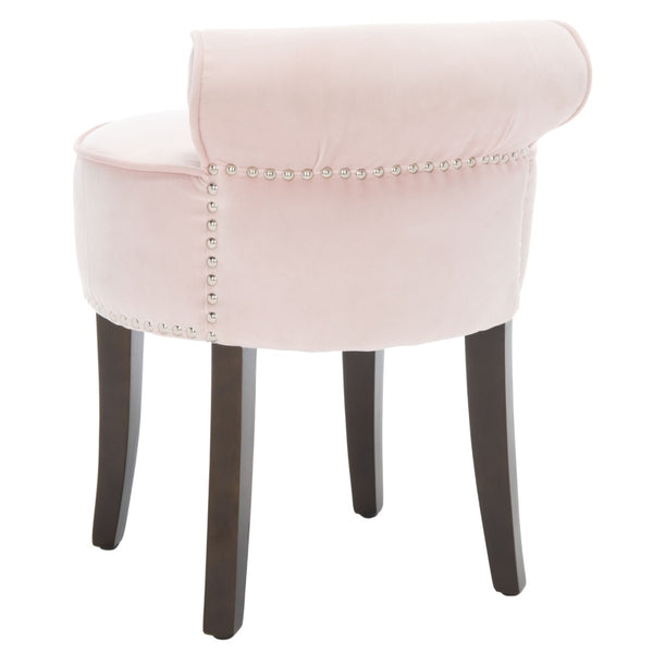 Safavieh Georgia Vanity Stool - Elegant Button-Tufted Design With Birch Legs For Chic Comfort In Any Space Blush MCR4546K