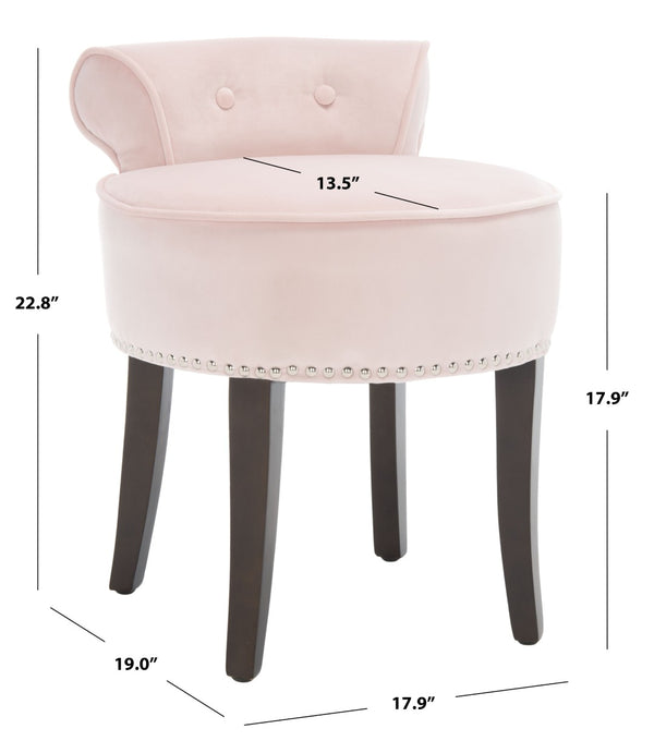 Safavieh Georgia Vanity Stool - Elegant Button-Tufted Design With Birch Legs For Chic Comfort In Any Space Blush MCR4546K