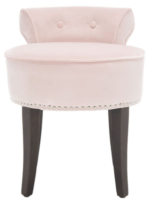 Safavieh Georgia Vanity Stool - Elegant Button-Tufted Design With Birch Legs For Chic Comfort In Any Space Blush MCR4546K