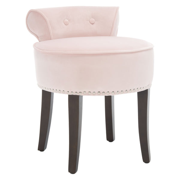Safavieh Georgia Vanity Stool - Elegant Button-Tufted Design With Birch Legs For Chic Comfort In Any Space Blush MCR4546K