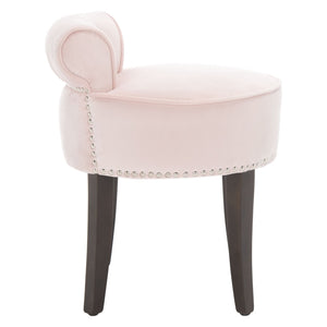 Safavieh Georgia Vanity Stool - Elegant Button-Tufted Design With Birch Legs For Chic Comfort In Any Space Blush MCR4546K
