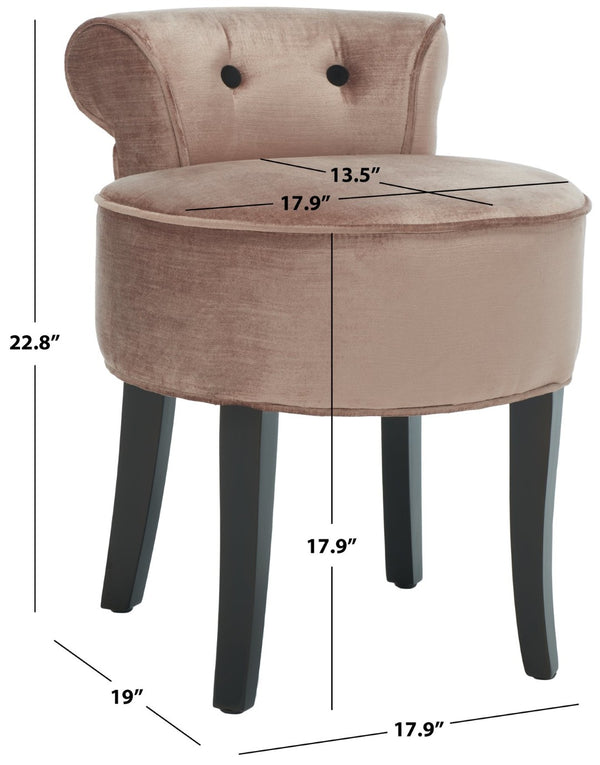 Safavieh Georgia Vanity Stool - Elegant Button-Tufted Design With Birch Legs For Chic Comfort In Any Space Champagne MCR4546Q