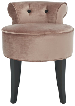 Safavieh Georgia Vanity Stool - Elegant Button-Tufted Design With Birch Legs For Chic Comfort In Any Space Champagne MCR4546Q