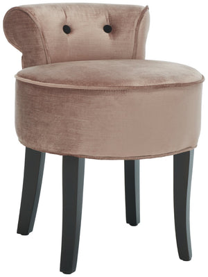 Safavieh Georgia Vanity Stool - Elegant Button-Tufted Design With Birch Legs For Chic Comfort In Any Space Champagne MCR4546Q