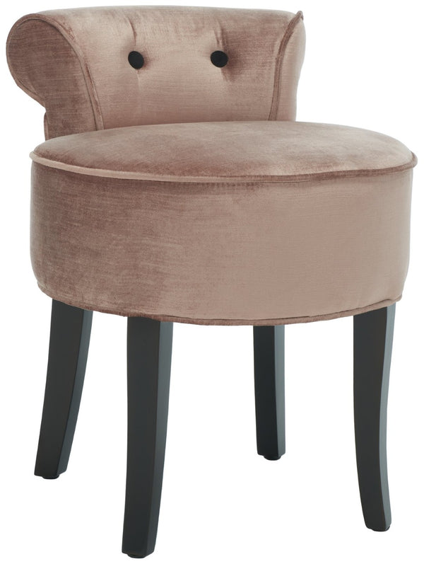 Safavieh Georgia Vanity Stool - Elegant Button-Tufted Design With Birch Legs For Chic Comfort In Any Space Champagne MCR4546Q