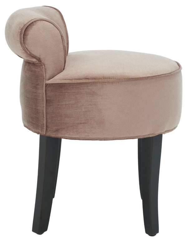 Safavieh Georgia Vanity Stool - Elegant Button-Tufted Design With Birch Legs For Chic Comfort In Any Space Champagne MCR4546Q