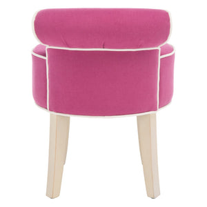 Safavieh Georgia Vanity Stool - Elegant Button-Tufted Design With Birch Legs For Chic Comfort In Any Space Fuchsia / Cream MCR4546R