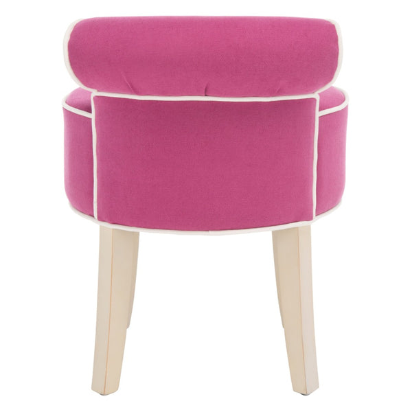 Safavieh Georgia Vanity Stool - Elegant Button-Tufted Design With Birch Legs For Chic Comfort In Any Space Fuchsia / Cream MCR4546R