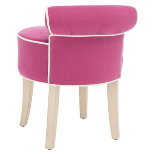 Safavieh Georgia Vanity Stool - Elegant Button-Tufted Design With Birch Legs For Chic Comfort In Any Space Fuchsia / Cream MCR4546R